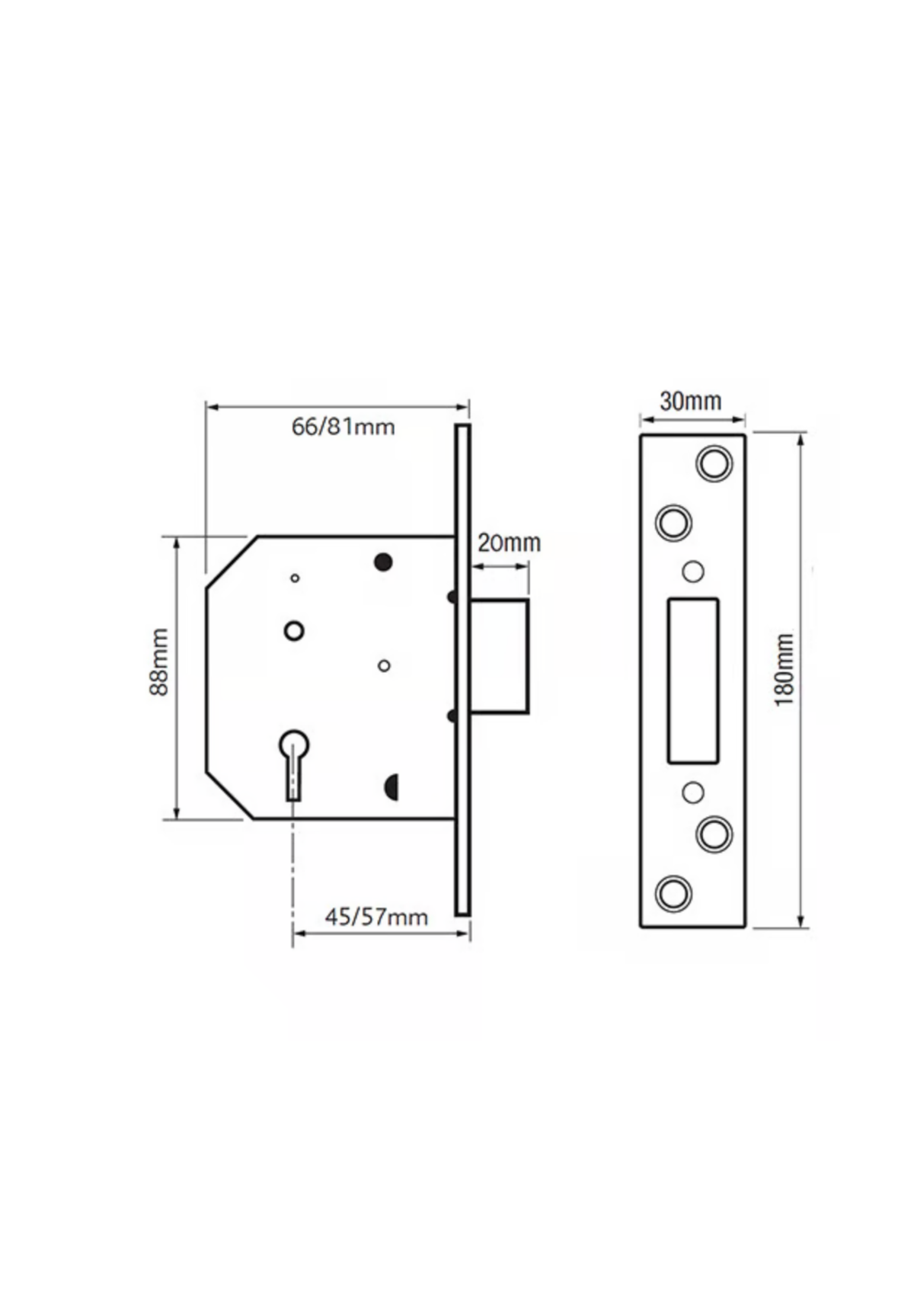 TSS British Standard 5 Lever Mortice Deadlock
