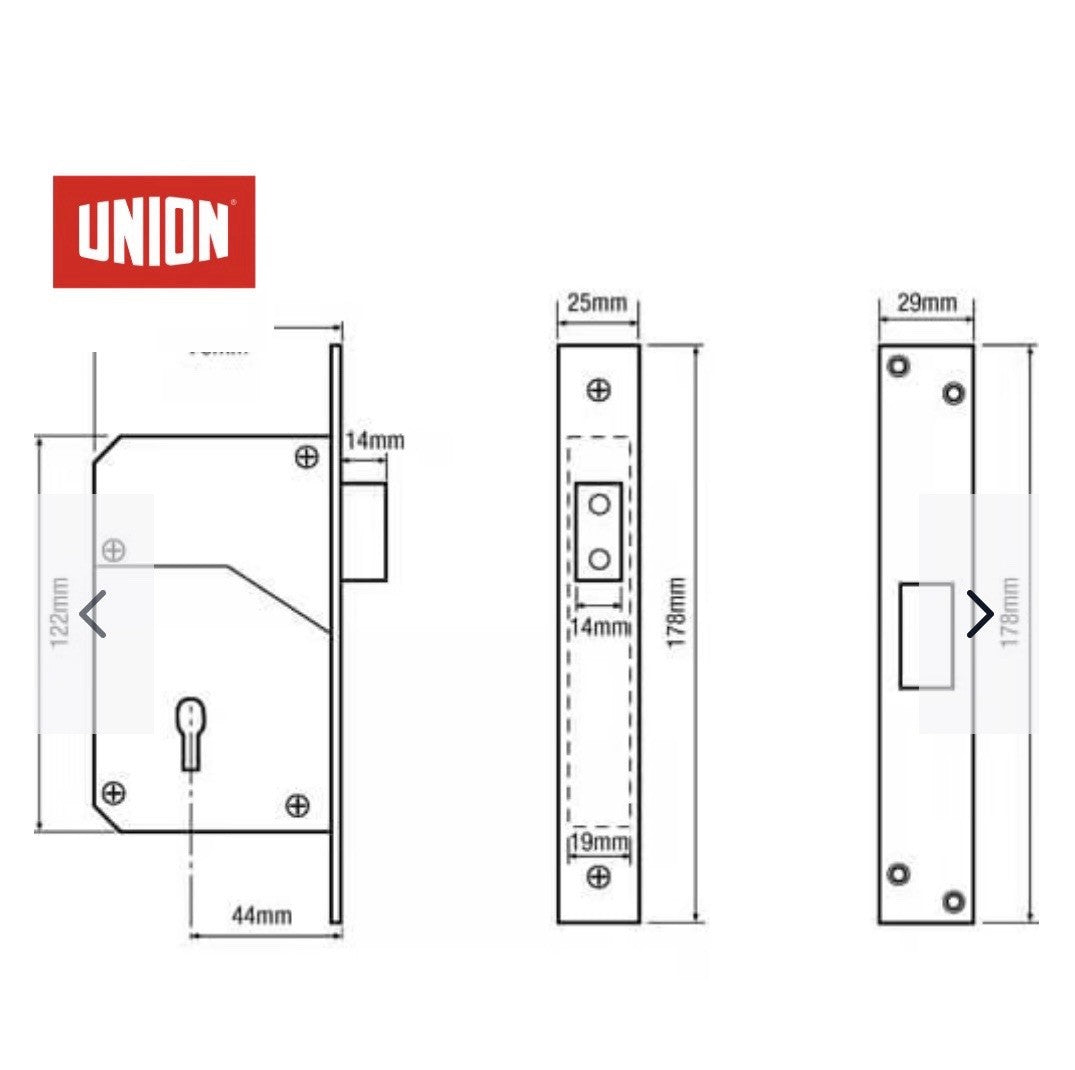 Union (Ex Chubb) 3G135 Fortress Mortice Deadlock