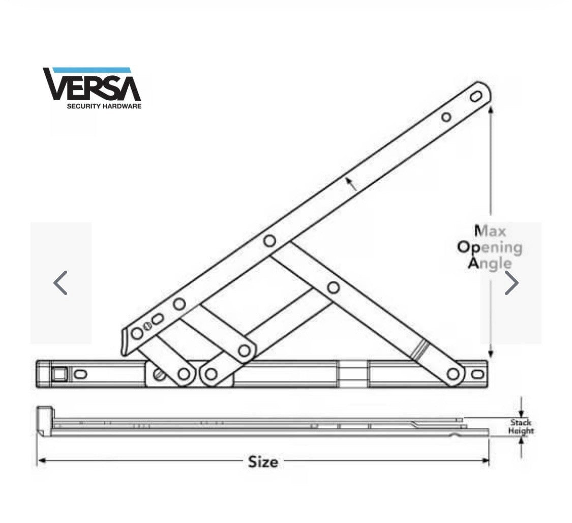 Pair UPVC Window Hinges Friction Stay 12" Versa Retrofit
