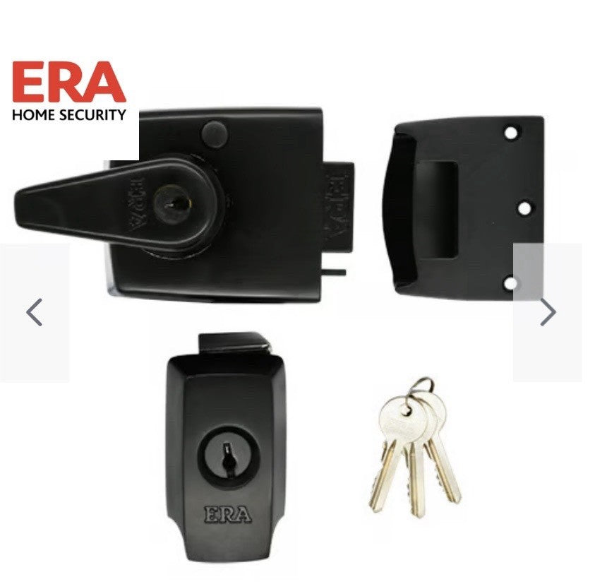 ERA 60mm High Security Nightlatch BS 3621:2007 Door Lock - Black.