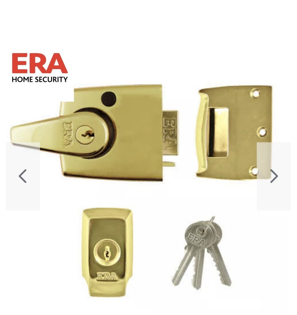 ERA 60mm High Security Nightlatch BS 3621:2007 Door Lock - Polished Brass